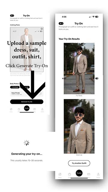 Upload an Outfit screen